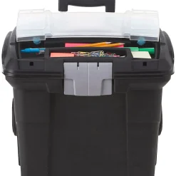 Storex® Premium File Cart With Telescopic Handle, 80% Recycled, 15