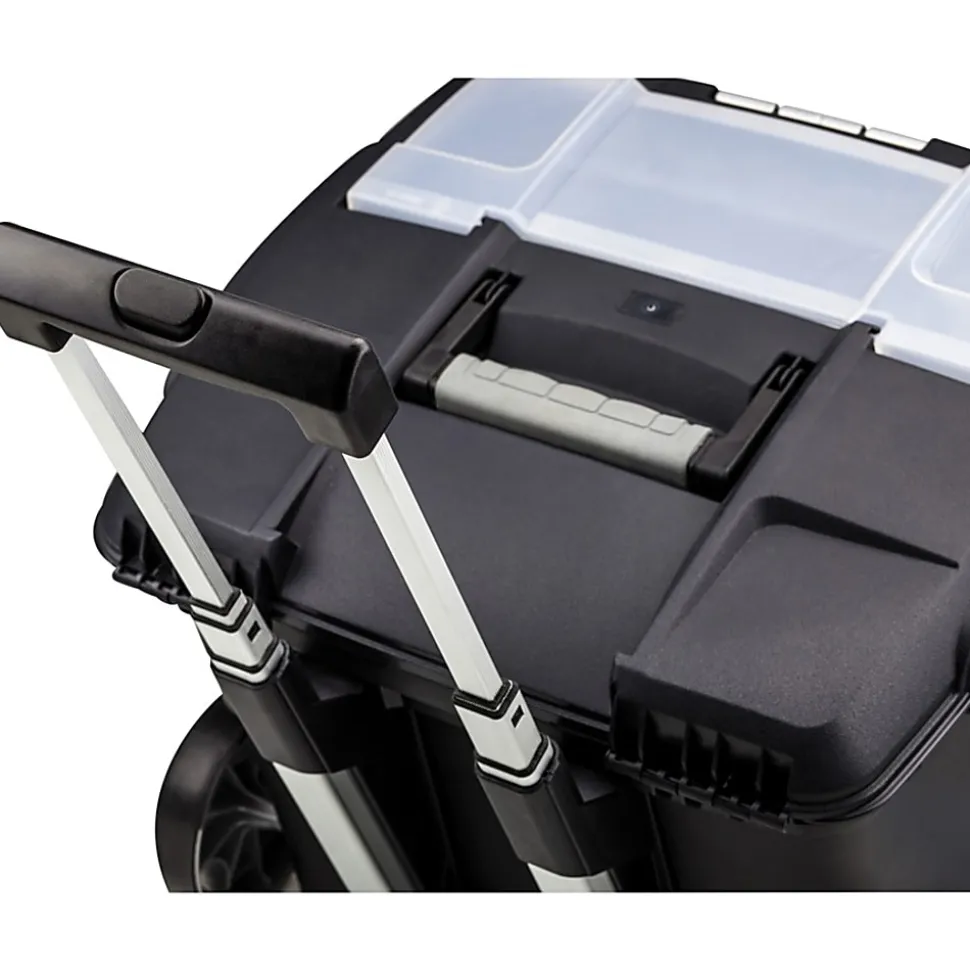 Storex® Premium File Cart With Telescopic Handle, 80% Recycled, 15" x 16 7/16" x 17", Silver/Black