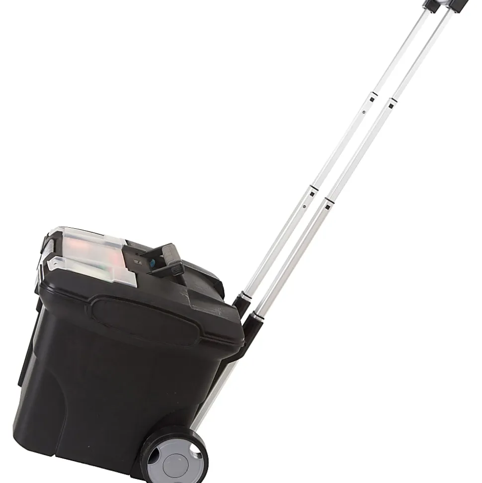 Storex® Premium File Cart With Telescopic Handle, 80% Recycled, 15" x 16 7/16" x 17", Silver/Black
