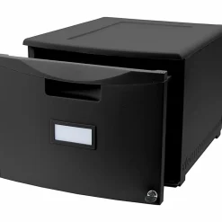 Storex Stackable File Drawer, 12-13/16"H x 14-13/16"W x 18-5/16"L, Black