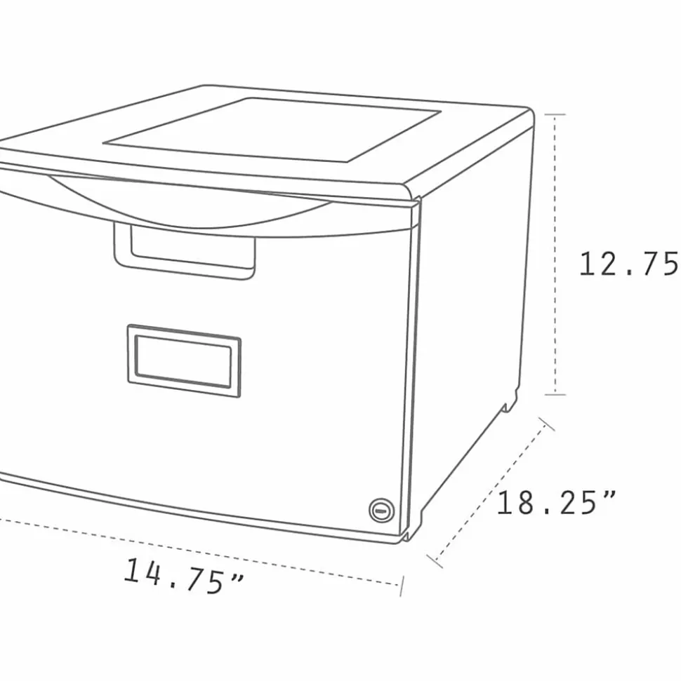 Storex Stackable File Drawer, 12-13/16"H x 14-13/16"W x 18-5/16"L, Black