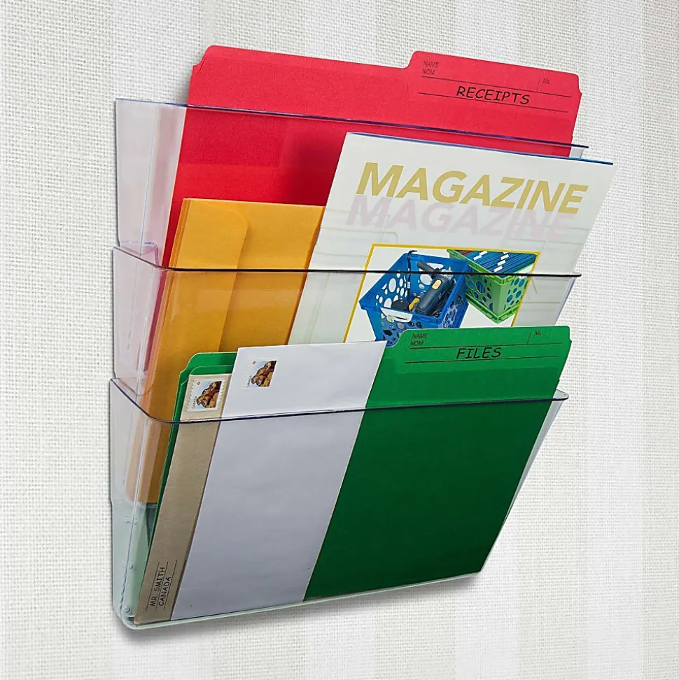 Storex Stacking Letter Size Wall Pocket, 7"H x 13"W x 4"D, Clear