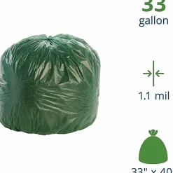 Stout® Controlled Life Cycle Plastic Bags, 1.10-mil, 33 Gallons, 33