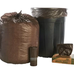 Stout Controlled Life Cycle Trash Garbage Bags, 1.1 mil, 39 Gallon, Brown, Box Of 40