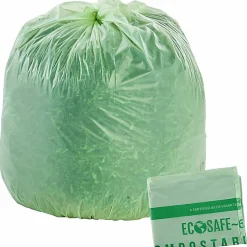 Stout® EcoSafe-6400 Compostable Compost  Bags, 0.85 mil, 64-Gallon, Green, Box Of 30
