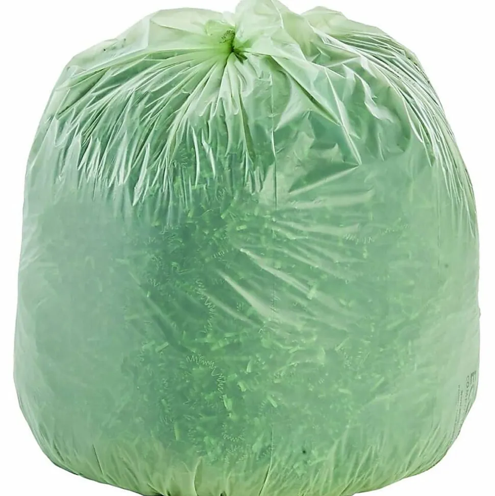 Stout® EcoSafe-6400 Compostable Compost Bags, 0.85 mil, 64-Gallon, Green, Box Of 30