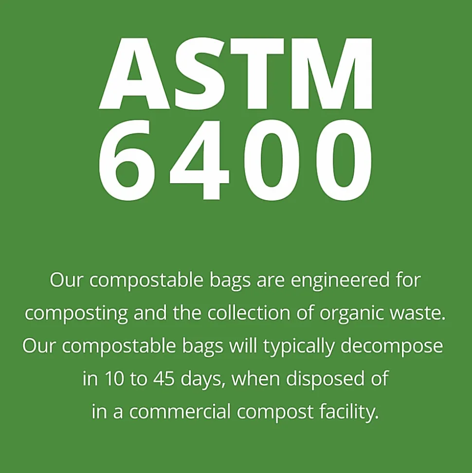 Stout® EcoSafe-6400 Compostable Compost Bags, 0.85 mil, 64-Gallon, Green, Box Of 30