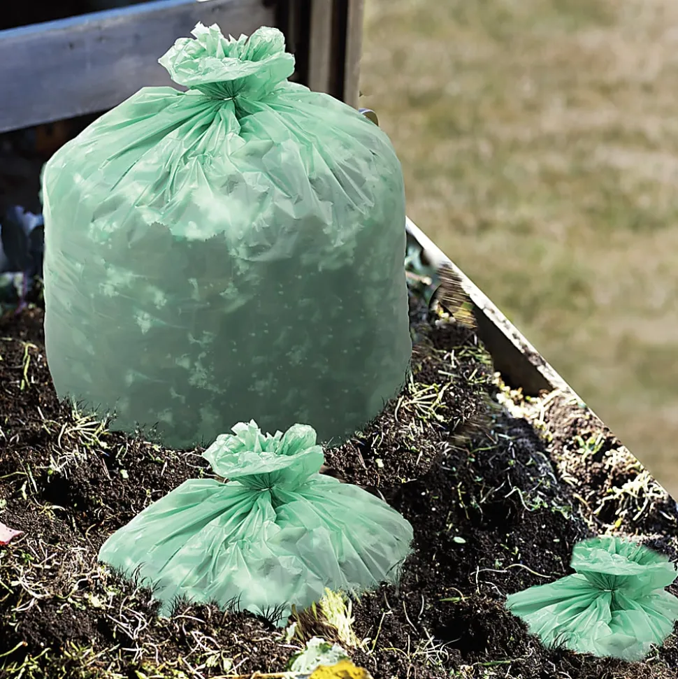 Stout® EcoSafe-6400 Compostable Compost Bags, 1.1 mil, 30-Gallon, Green, Box Of 48