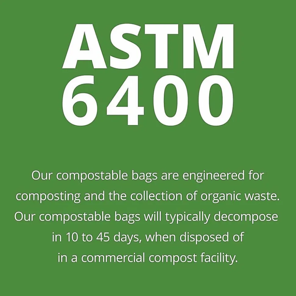 Stout® EcoSafe-6400 Compostable Compost Bags, 1.1 mil, 30-Gallon, Green, Box Of 48