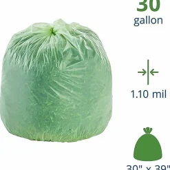 Stout® EcoSafe-6400 Compostable Compost Bags, 1.1 mil, 30-Gallon, Green, Box Of 48