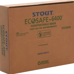 Stout® EcoSafe-6400 Compostable Compost Bags, 0.85-mil, 48 Gallons, 42