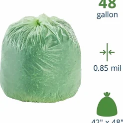 Stout® EcoSafe-6400 Compostable Compost Bags, 0.85-mil, 48 Gallons, 42