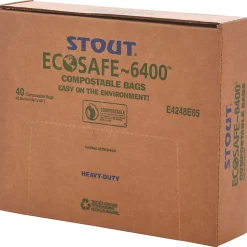 Stout® EcoSafe-6400 Compostable Compost Bags, 0.85-mil, 48 Gallons, 42