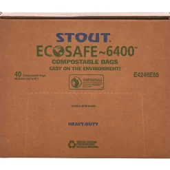 Stout® EcoSafe-6400 Compostable Compost Bags, 0.85-mil, 48 Gallons, 42