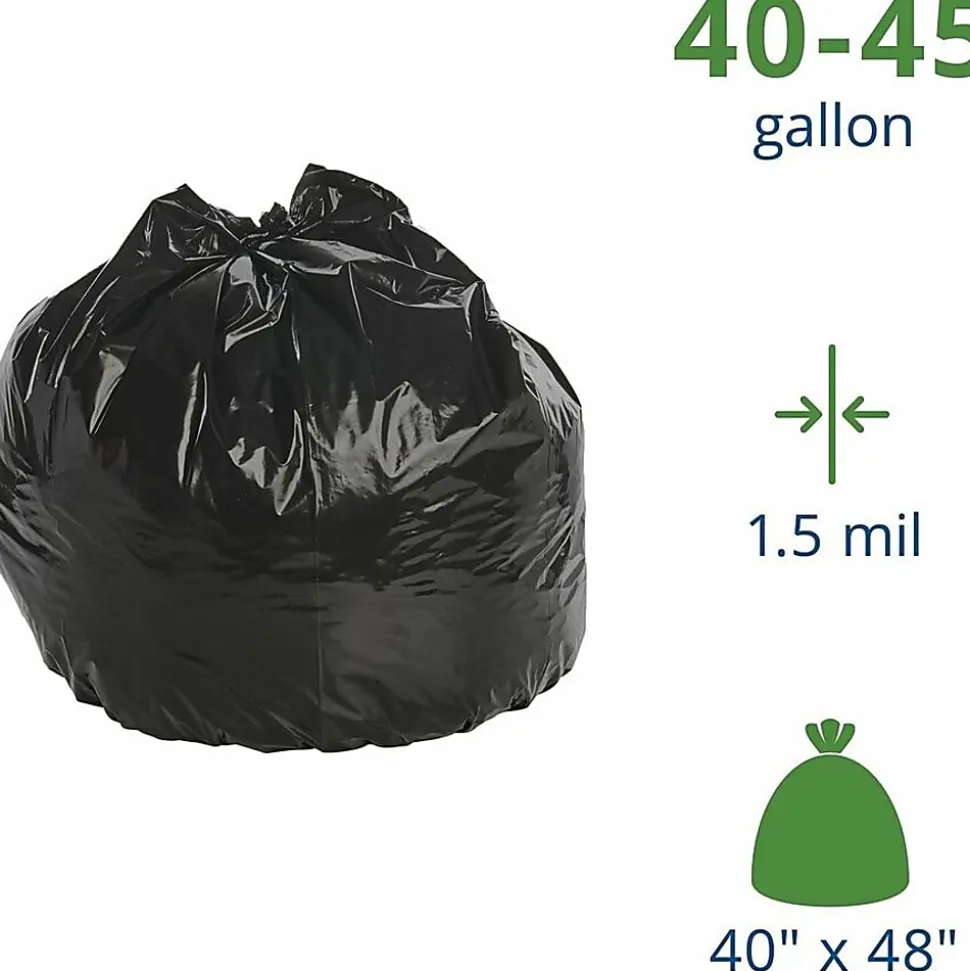Stout Total 1.5 mil Trash Bags, 45 gal, 40"H x 48"W, Brown, 100 Bags