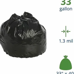 Stout  Trash Bags, 1.3-mil, 33 Gallons, 33" x 40", Brown, Carton Of 100