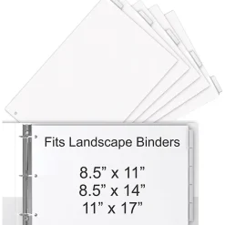 Stride® Tab Dividers For Ledger And Spreadsheet Binders, 8 1/2" x 14", Legal Landscape Size, White/Clear, Pack Of 5 Tabs