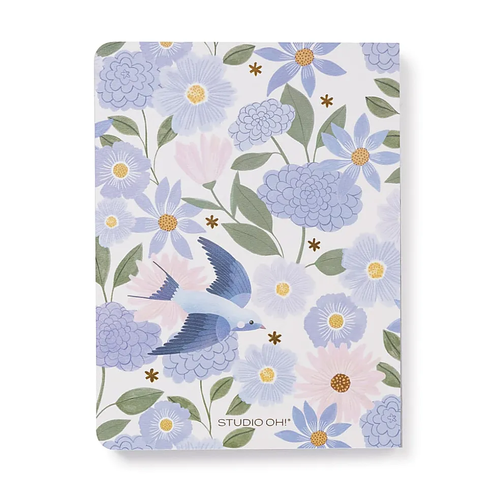 Studio Oh! Medium Coptic-Bound Journal, 8-11/16" x 6-1/2", College Rule, 192 Pages, Birds & Blooms