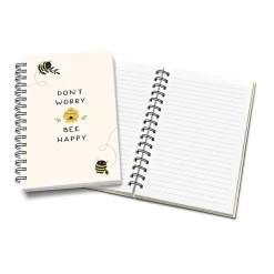 Studio Oh! Medium Spiral Notebook, 8-3/4” x 5-3/4”, 1 Subject, College Rule, 160 Pages, Don’t Worry Bee Happy