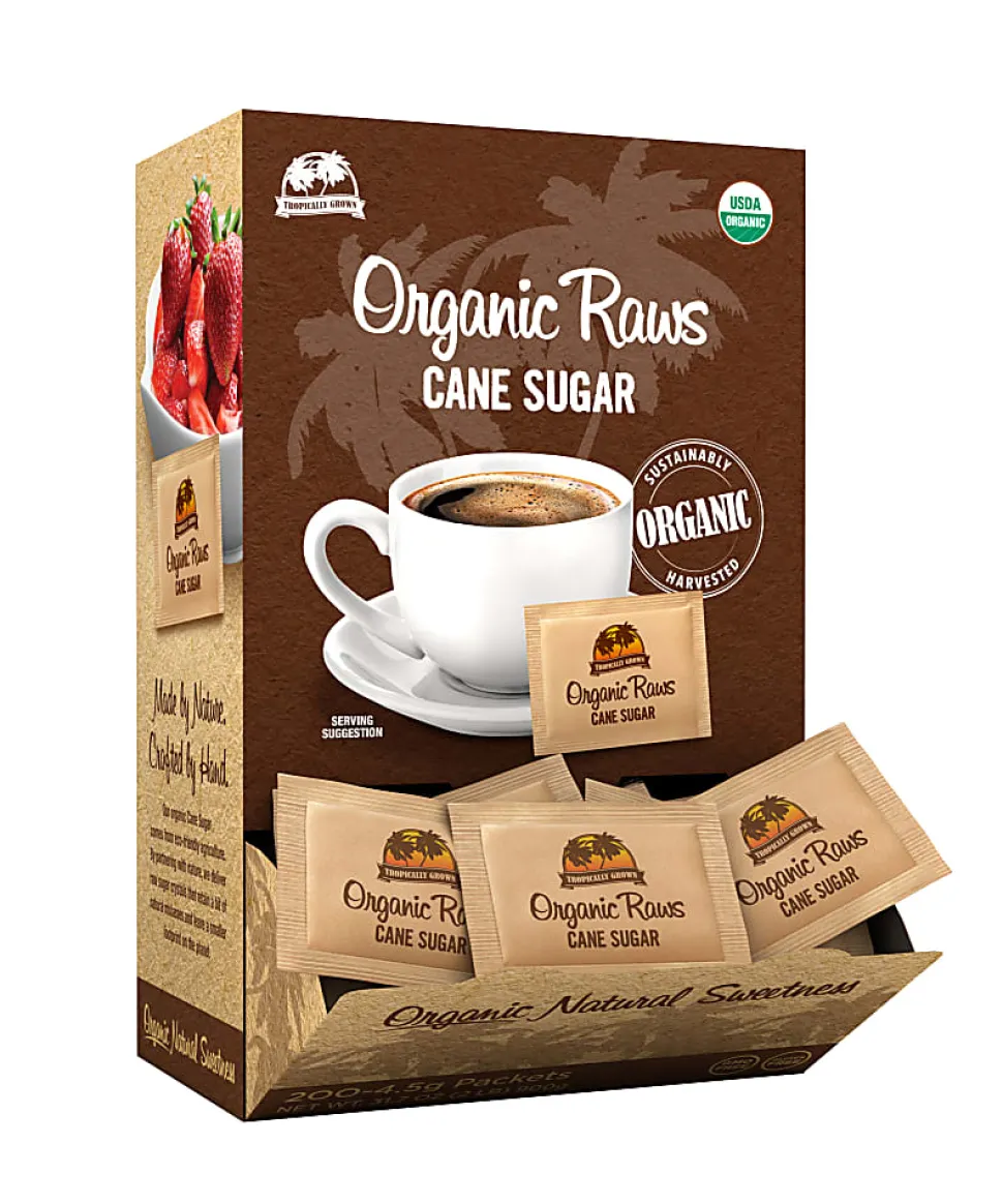 Sugar Foods Organic Raw Cane Sugar Packets, Box Of 200 Packets