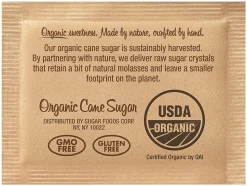 Sugar Foods Organic Raw Cane Sugar Packets, Box Of 200 Packets