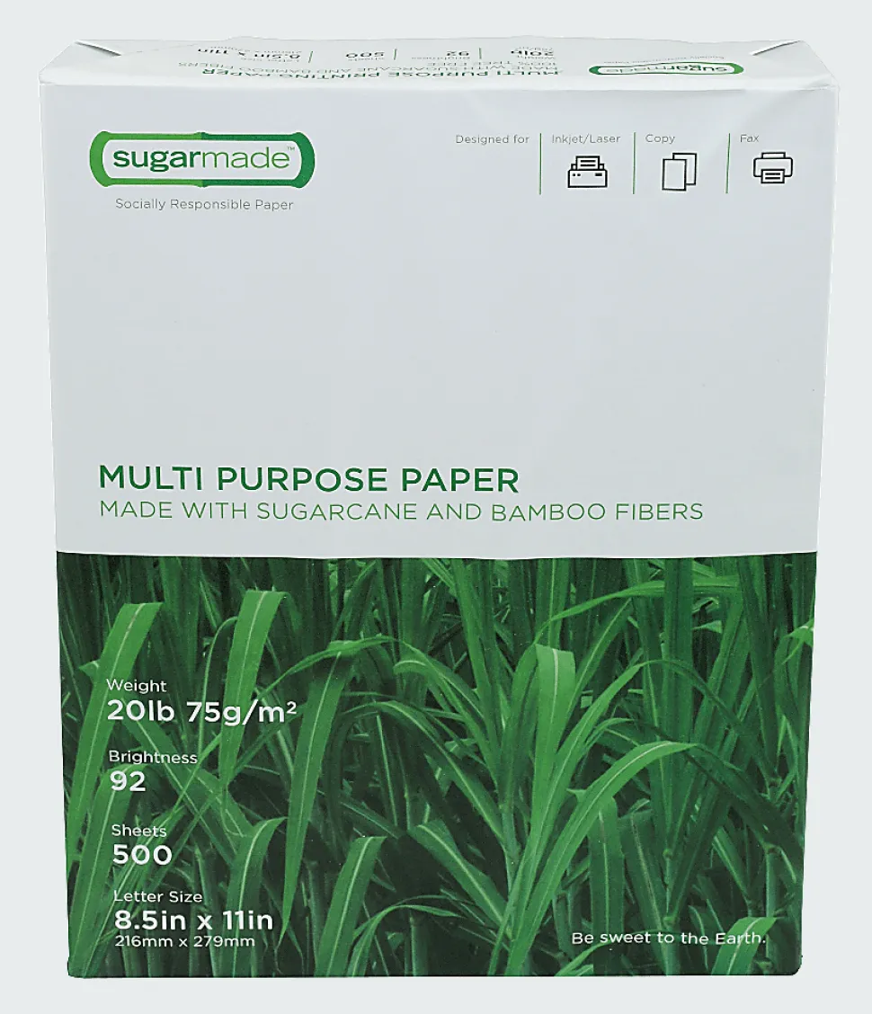 Sugarmade Multipurpose Paper, 92 Bright, 10 Reams, 5000 Sheets/Carton, 8 1/2" x 11", 20 Lb