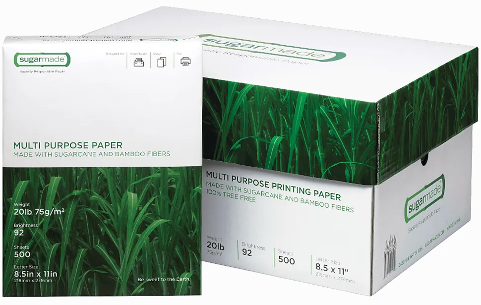 Sugarmade Multipurpose Paper, 92 Bright, 10 Reams, 5000 Sheets/Carton, 8 1/2" x 11", 20 Lb