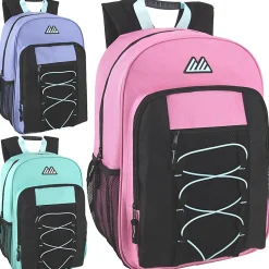 Summit Ridge Bungee Backpacks, Assorted Colors, Case Of 24 Backpacks, 4016Q24