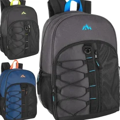 Summit Ridge Bungee Backpacks, Assorted Colors, Case Of 24 Backpacks, 2938Q24
