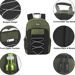 Summit Ridge Bungee Backpacks, Assorted Colors, Case Of 24 Backpacks, 2888Q24