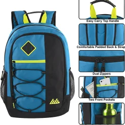 Summit Ridge Bungee Backpack With 17" Laptop Pocket, Blue