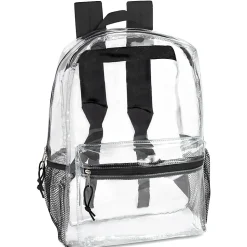 Summit Ridge Classic Clear Backpacks, Black Trim, Case Of 24 Backpacks