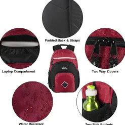 Summit Ridge Double Dome Backpacks With 17" Laptop Sleeves, Blue/Red/Gray, Total Qty 24