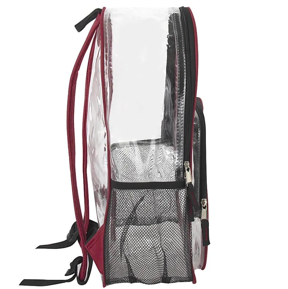 Summit Ridge Heavy-Duty Clear Backpack, Red Trim