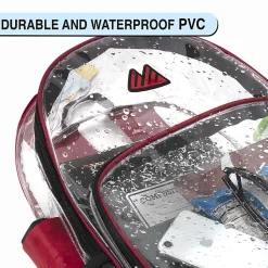 Summit Ridge Heavy-Duty Clear Backpack, Red Trim
