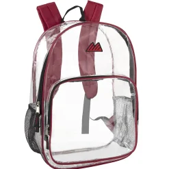 Summit Ridge Heavy-Duty Clear Backpack, Red Trim