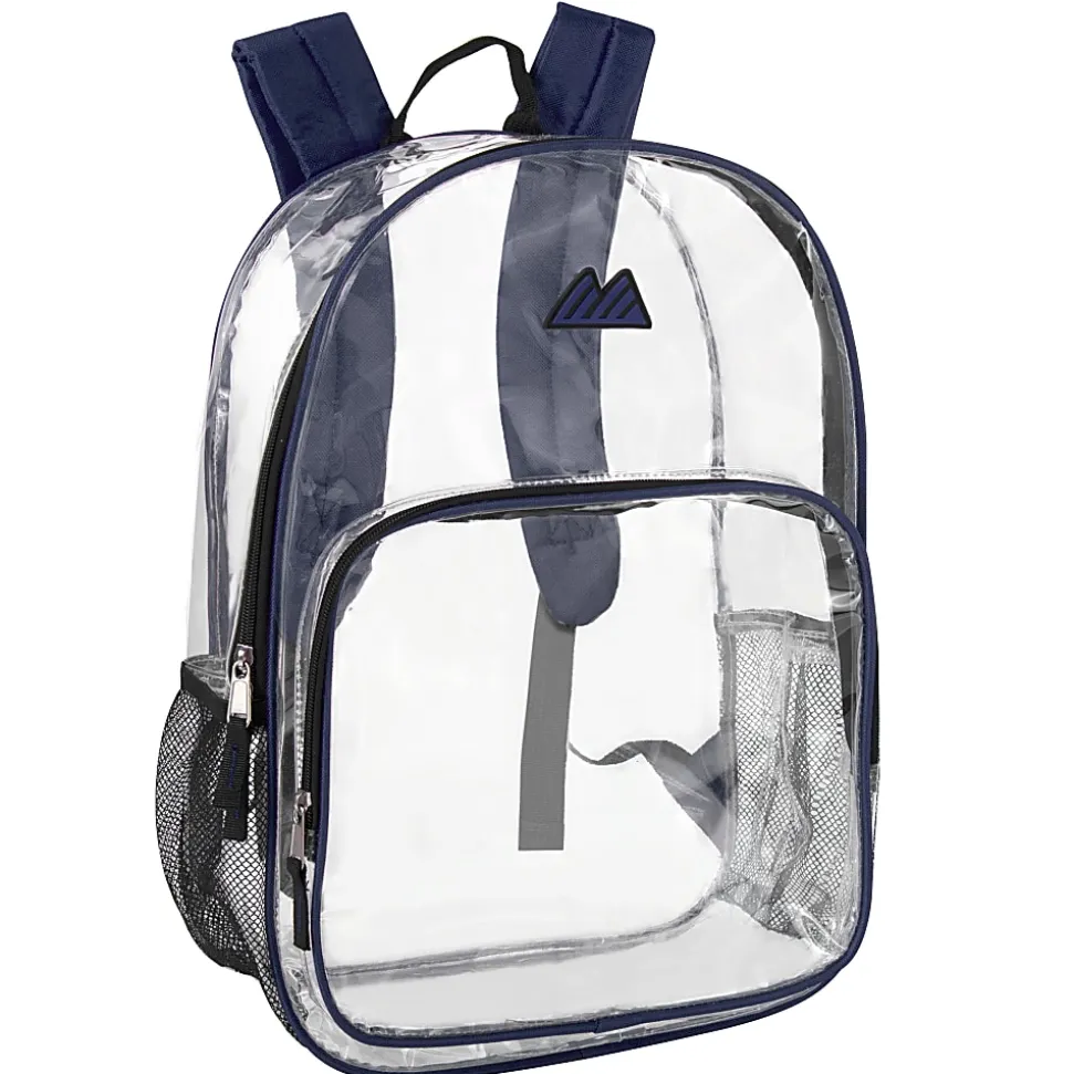 Summit Ridge Heavy-Duty Clear Backpack, Navy Trim