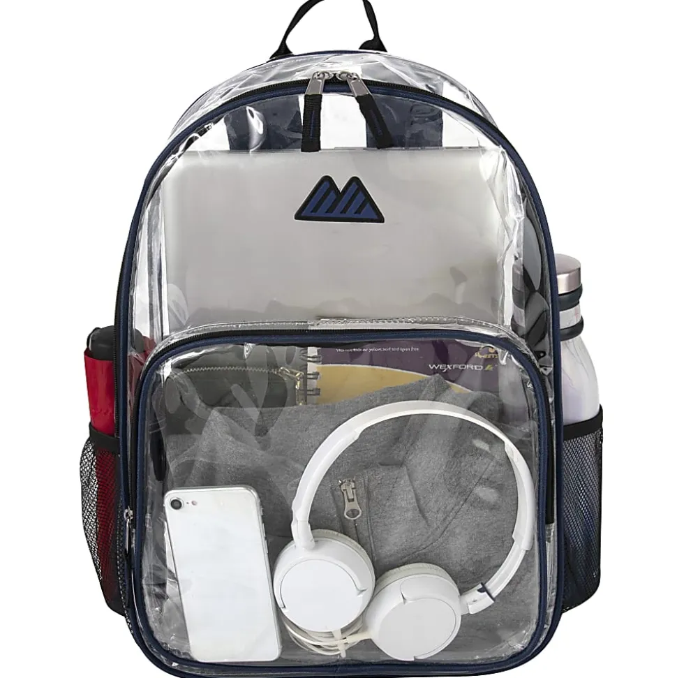Summit Ridge Heavy-Duty Clear Backpack, Navy Trim