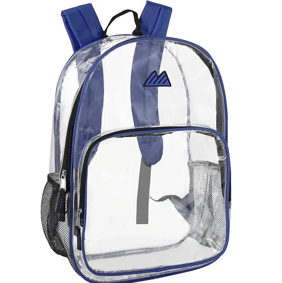 Summit Ridge Heavy-Duty Clear Backpack, Blue Trim