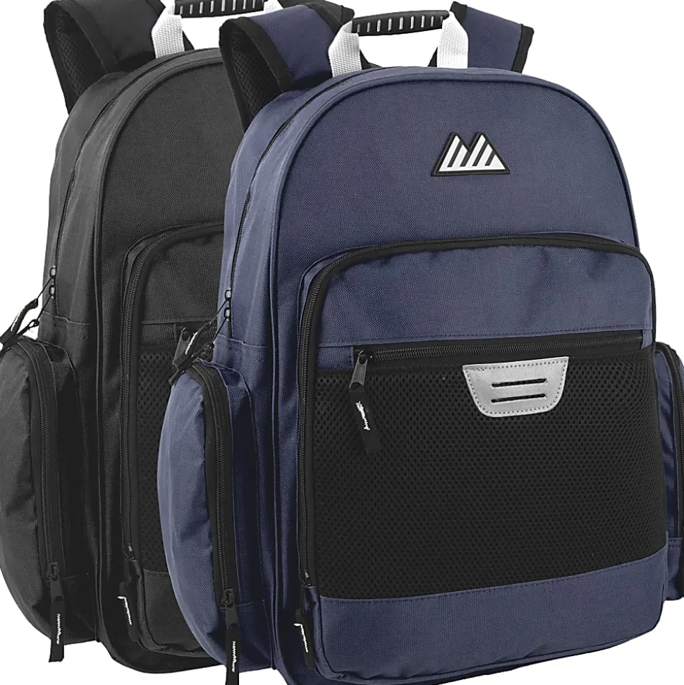 Summit Ridge Multi-Pocket Backpacks With 17" Laptop Pockets, Black/Navy, Total Qty 24