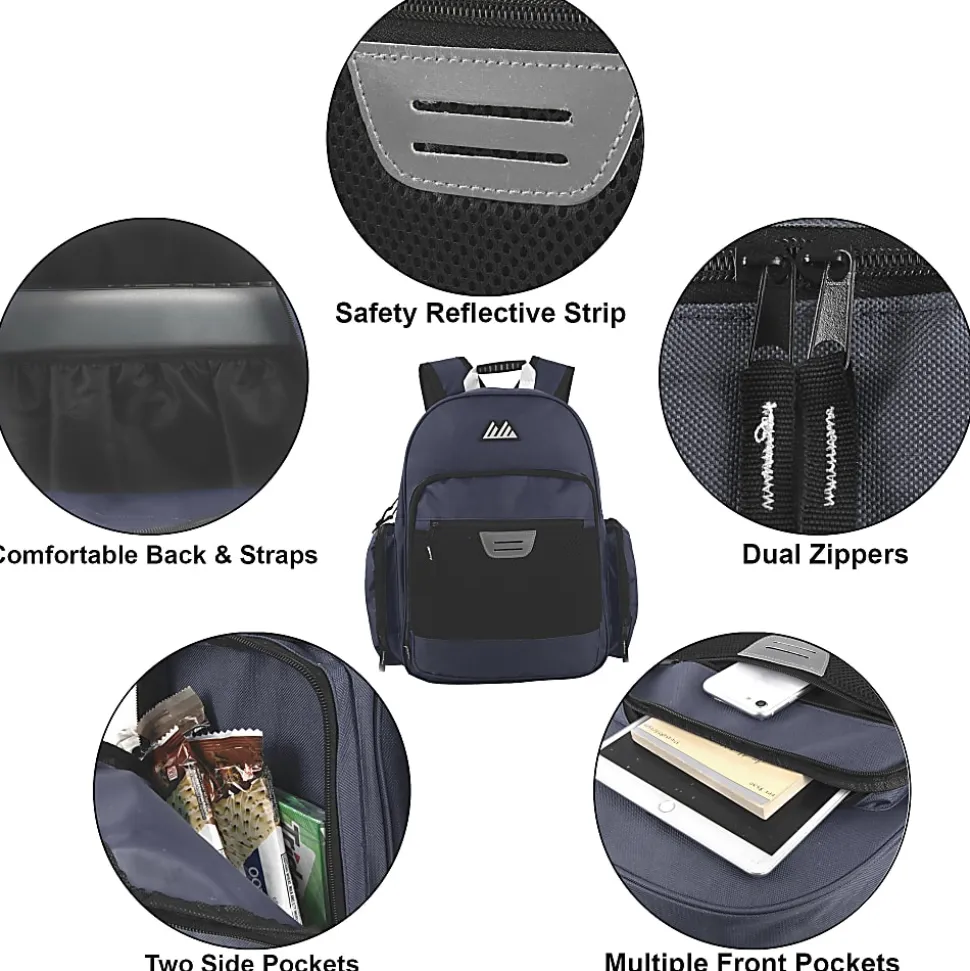 Summit Ridge Multi-Pocket Backpacks With 17" Laptop Pockets, Black/Navy, Total Qty 24