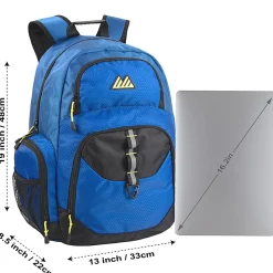 Summit Ridge Multi-Pocket Daisy Chain Backpacks With 17" Laptop Sleeves, Black/Blue/Gray, Total Qty 12