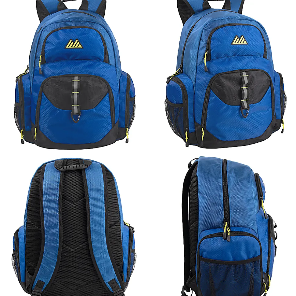Summit Ridge Multi-Pocket Daisy Chain Backpacks With 17" Laptop Sleeves, Black/Blue/Gray, Total Qty 12