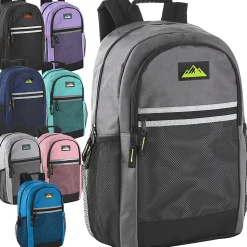 Summit Ridge Multi-Pocket Reflective Backpacks With 30-Piece School Supply Kits, Assorted Colors, Total Qty 12