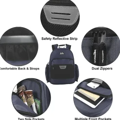 Summit Ridge Multi-Pocket Reflective Collegiate Backpacks With 45-Piece School Supply Kits, Black/Blue, Total Qty 24