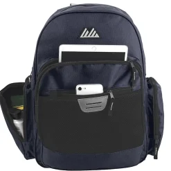 Summit Ridge Multi-Pocket Reflective Collegiate Backpacks With 45-Piece School Supply Kits, Black/Blue, Total Qty 24