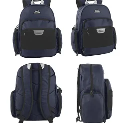 Summit Ridge Multi-Pocket Reflective Collegiate Backpacks With 45-Piece School Supply Kits, Black/Blue, Total Qty 24