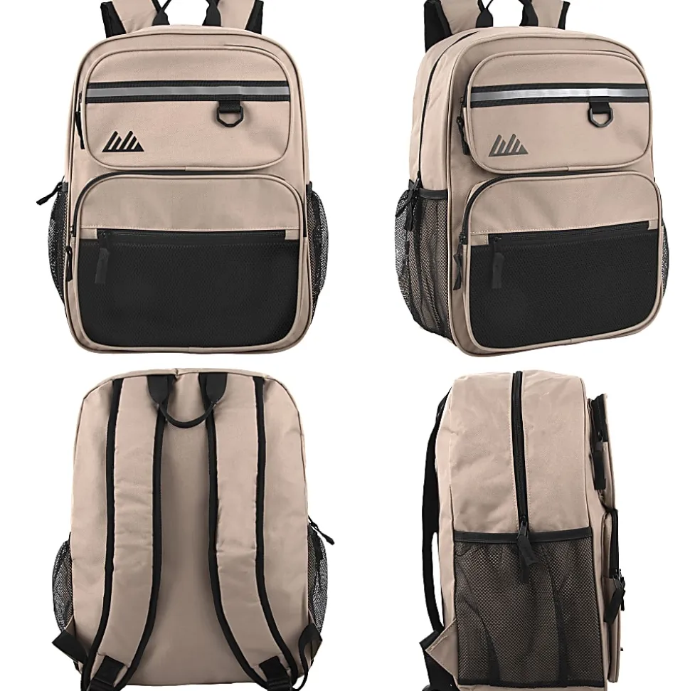 Summit Ridge Reflective Backpacks, Black/Blue/Red/Gray/Tan, Pack Of 24 Backpacks