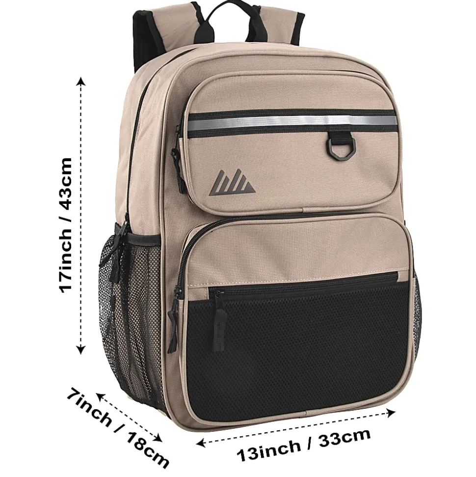 Summit Ridge Reflective Backpacks, Black/Blue/Red/Gray/Tan, Pack Of 24 Backpacks