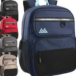 Summit Ridge Reflective Backpacks, Black/Blue/Red/Gray/Tan, Pack Of 24 Backpacks